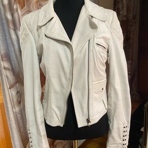 Lamb skin white leather jacket